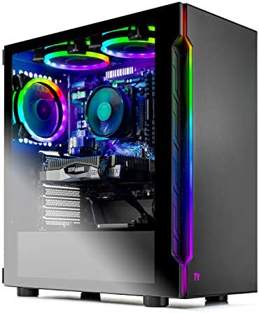 SkyTech Shadow 3.0 Gaming Computer PC Desktop - Ryzen 5 3600 6-Core 3.6GHz, RTX 2060 6G, 1TB SSD, 16GB DDR4 3000, RGB Fans, AC WiFi, Windows 10 Home 64-bit, Black