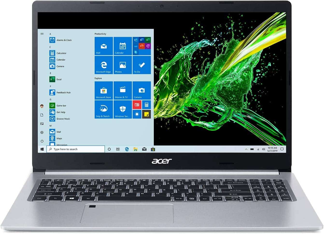 Acer Aspire 5 A515-55-35SE, 15.6" Full HD Display, 10th Gen Intel Core i3-1005G1 Processor, 4GB DDR4, 128GB NVMe SSD, Intel WiFi 6 AX201, Backlit KB, Fingerprint Reader, Windows 10 Home (S Mode)