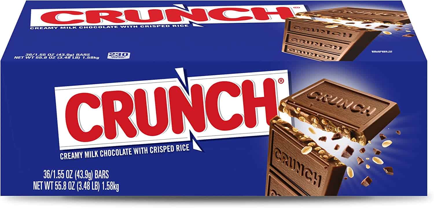 CRUNCH, Milk Chocolate And Crisped Rice, Full Size Individually Wrapped Candy Bars, Great For Halloween Candy, 55.8 Oz, 36 Count