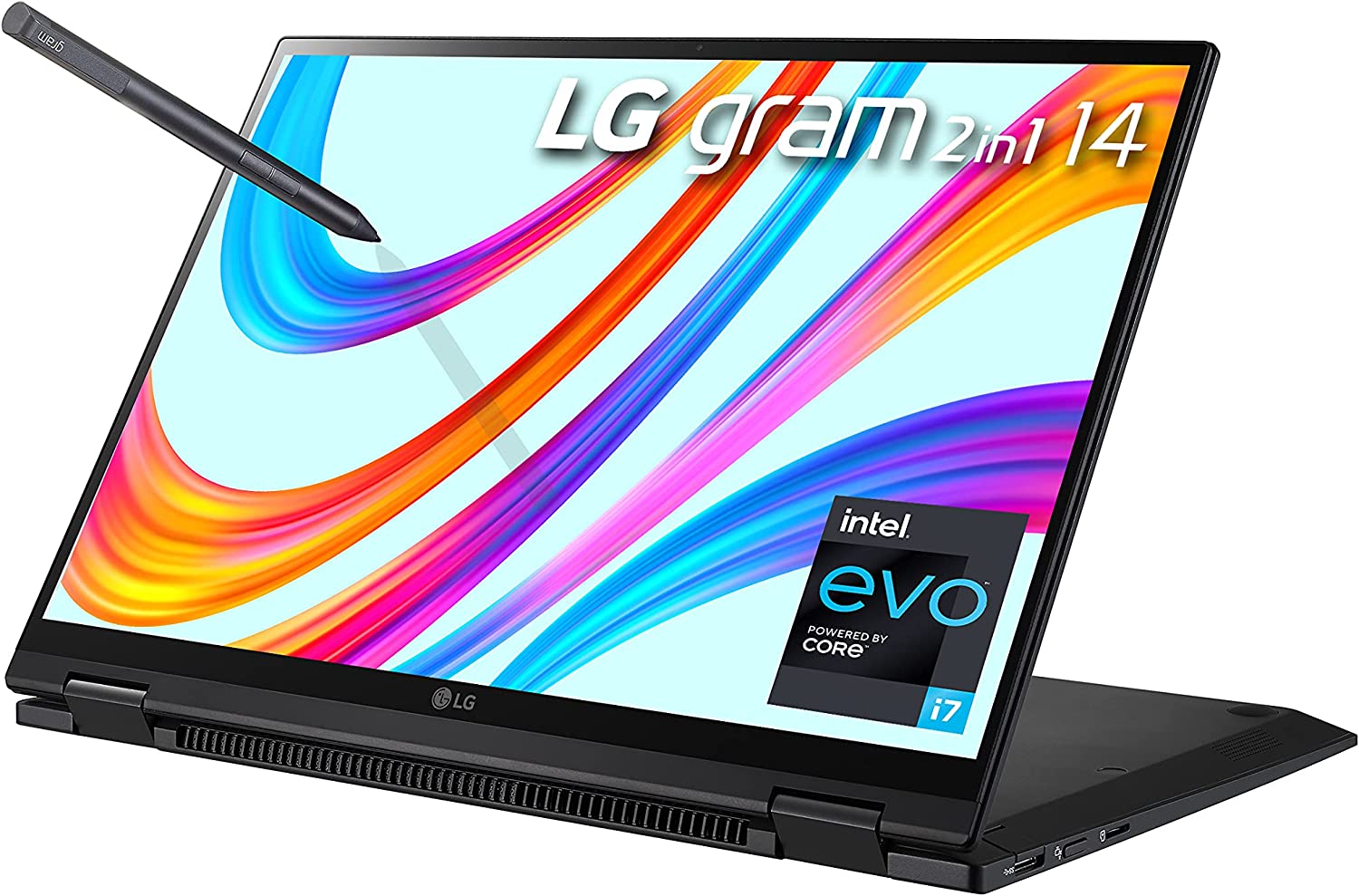 LG Gram 14T90P – 14" WUXGA (1920×1200) 2-in-1 Lightweight Touch Display Laptop, Intel evo with 11th gen Core i7 1165G7 CPU , 16GB RAM, 1TB SSD, 24.5 Hours Battery, Thunderbolt 4, Black – 2021