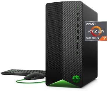 HP Pavilion Gaming PC, AMD Radeon RX 6600XT, AMD Ryzen 7 5700G Processor, 16 GB RAM, 512 GB SSD, Windows 11 Home, Wi-Fi 5 & Bluetooth 4.2, 9 USB Ports, Pre-Built Gaming PC Tower (TG01-2070, 2021)