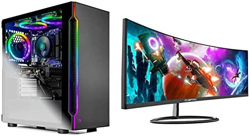 Skytech Blaze II Gaming Computer PC Desktop – RYZEN 7 2700X 8-core 3.7 GHz, RTX 2060 Super 8G & Sceptre Curved 30″ 21:9 Gaming LED Monitor 2560x1080p DisplayPort, Machine Black (C305W-2560UN)