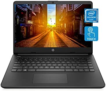 HP 14 Laptop, Intel Celeron N4020, 4 GB RAM, 64 GB Storage, 14-inch HD Touchscreen, Windows 10 Home, Thin & Portable, 4K Graphics, One Year of Microsoft 365 (14-dq0060nr, 2021, Jet Black)