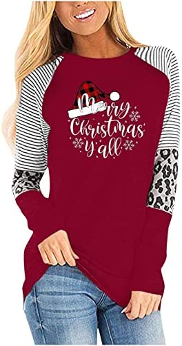 Women's Ugly Christmas Sweatshirt Crewneck Funny Graphic Printed Buffalo Plaid Reindeer Shirts Xmas Pullover Top 2022