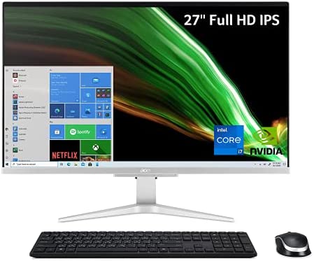 Acer Aspire C27-1655-UA93 AIO Desktop | 27″ Full HD IPS Display | 11th Gen Intel Core i7-1165G7 | NVIDIA GeForce MX330 | 16GB DDR4 | 512GB SSD | 1TB HDD | Intel Wireless Wi-Fi 6 | Windows 10 Pro