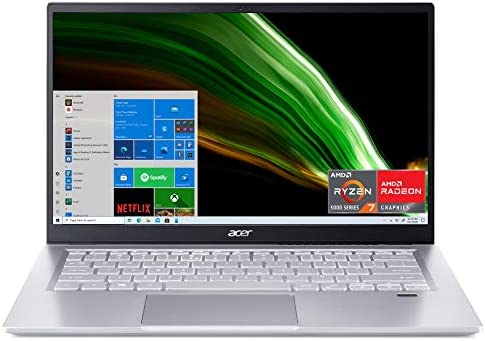 Acer Swift 3 Thin & Light Laptop | 14″ Full HD IPS 100% sRGB Display | AMD Ryzen 7 5700U Octa-Core Processor | 8GB LPDDR4X | 512GB NVMe SSD | WiFi 6 | Backlit KB | FPR | Amazon Alexa | SF314-43-R2YY