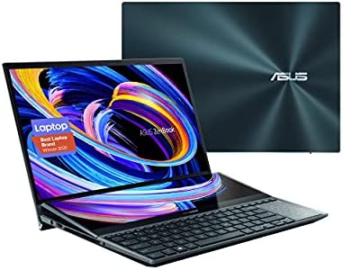 ASUS ZenBook Pro Duo 15 OLED UX582 Laptop, 15.6” OLED 4K UHD Touch Display, Intel Core i7-10870H, 16GB RAM, 1TB SSD, GeForce RTX 3070, ScreenPad Plus, Windows 10 Pro, Celestial Blue, UX582LR-XS74T