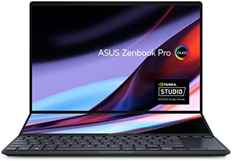 ASUS Zenbook Pro 14 Duo OLED 14.5â€  2.8K OLED Touch, 120Hz Refresh Rate, ScreenPad Plus, Intel i9-12900H CPU, RTX 3050Ti, 32GB RAM, 1TB SSD, Windows 11 Home, Tech Black, UX8402ZE-DB96T