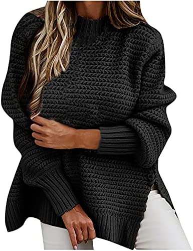 Chunky Knitted Turtleneck Sweater Women Vintage Plus Size Sweater Outwear Knit Comfy Long Sleeve Pullover Jumper Tops