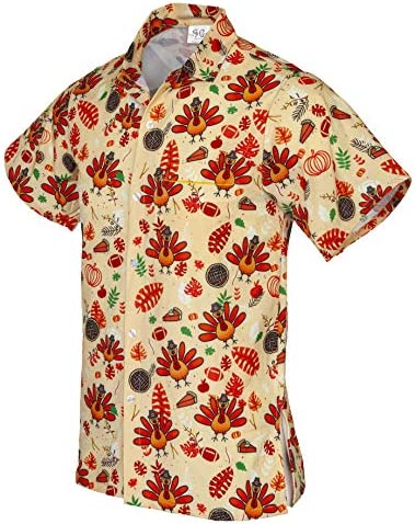 Funny Guy Mugs Men’s Hawaiian Print Button Down Short Sleeve Shirt