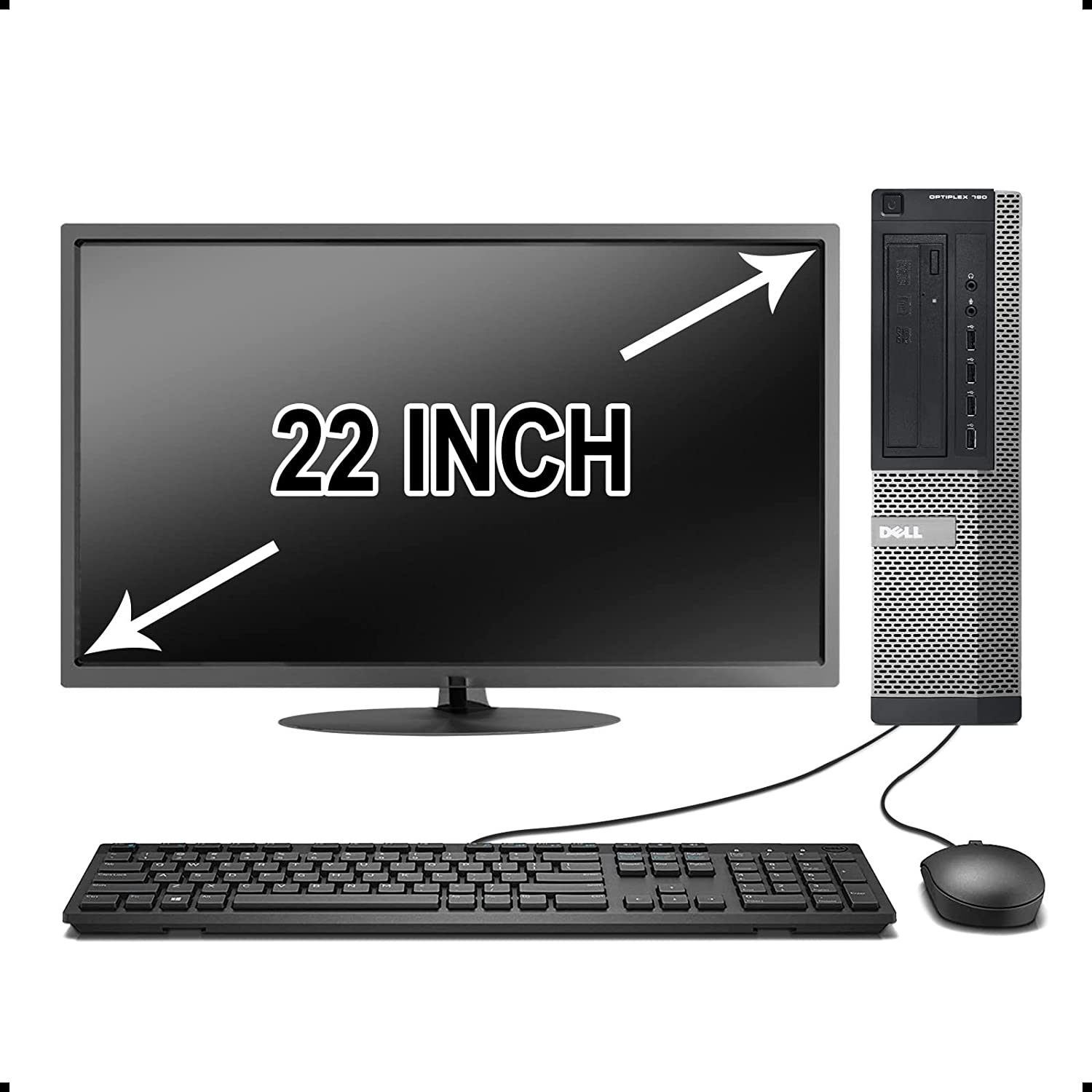 Dell Optiplex 3020 Desktop Computer, Intel Quad-Core i5-4570 Up to 3.6GHz, 16 GB RAM, 2TB +256GB SSD HDD,USB 3.0, WiFi, HDMI, HDMI 22 Monitor Windows 10 Pro (Renewed)