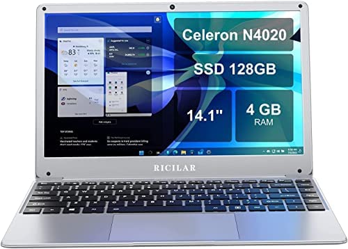 RICILAR Windows Laptop, 14 Inch HD Display, Intel Celeron N4020