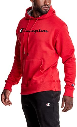 Champion Men’s Powerblend Fleece Hooded Sweatshirt For Men,Best Hoodies for Men, Script