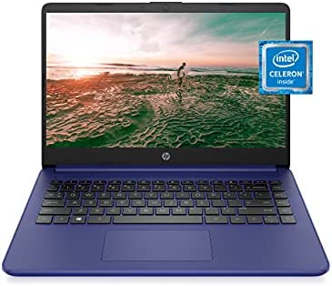 HP 14 Laptop, Intel Celeron N4020, 4 GB RAM, 64 GB Storage, 14-inch Micro-edge HD Display, Windows 10 Home, Thin & Portable, 4K Graphics, One Year of Microsoft 365 (14-dq0010nr, 2021, Indigo Blue)