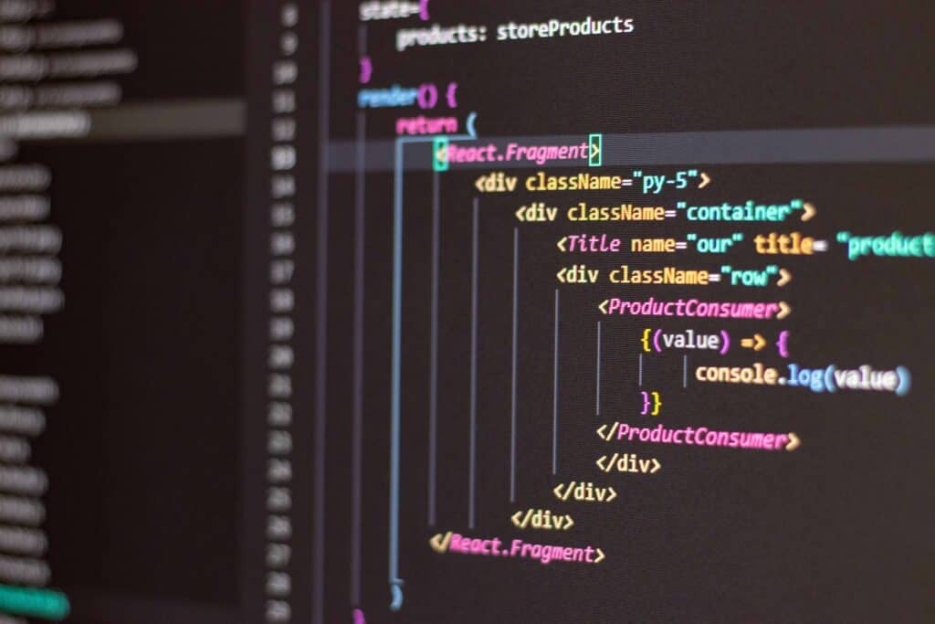 Black screen showing lines of code